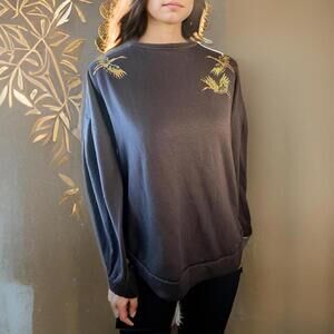 Ann Taylor Sweatshirt -gold and emerald birds​​